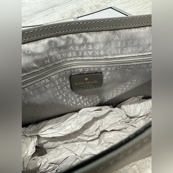 Kate Spade Calf Hair Leather Gray Shoulder Gold Chain Bag - Picture 7 of 8